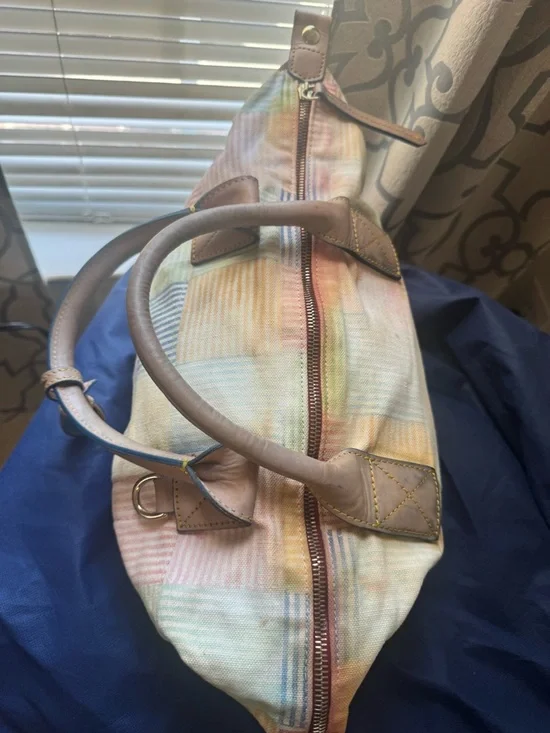 Y2K Dooney and Bourke PatchworkPastel Plaid Women's Handbag with Leather Handles - Picture 9 of 16